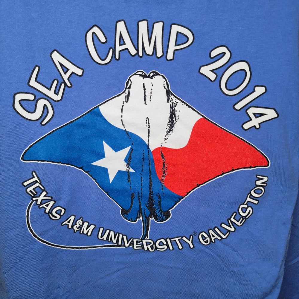 Texas A&M University Galveston Sea Aggie Camp 2014 Graphic Blue - Size Large